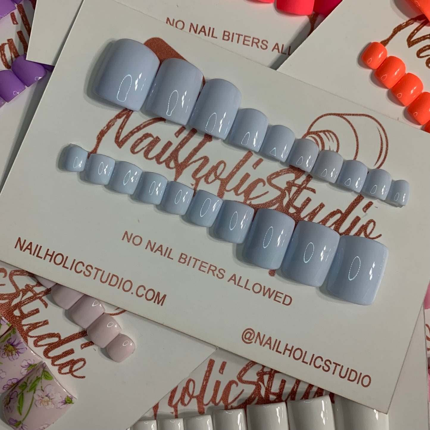 Soft Blue | Press on Toe Nails | Color Changing | READY TO SHIP