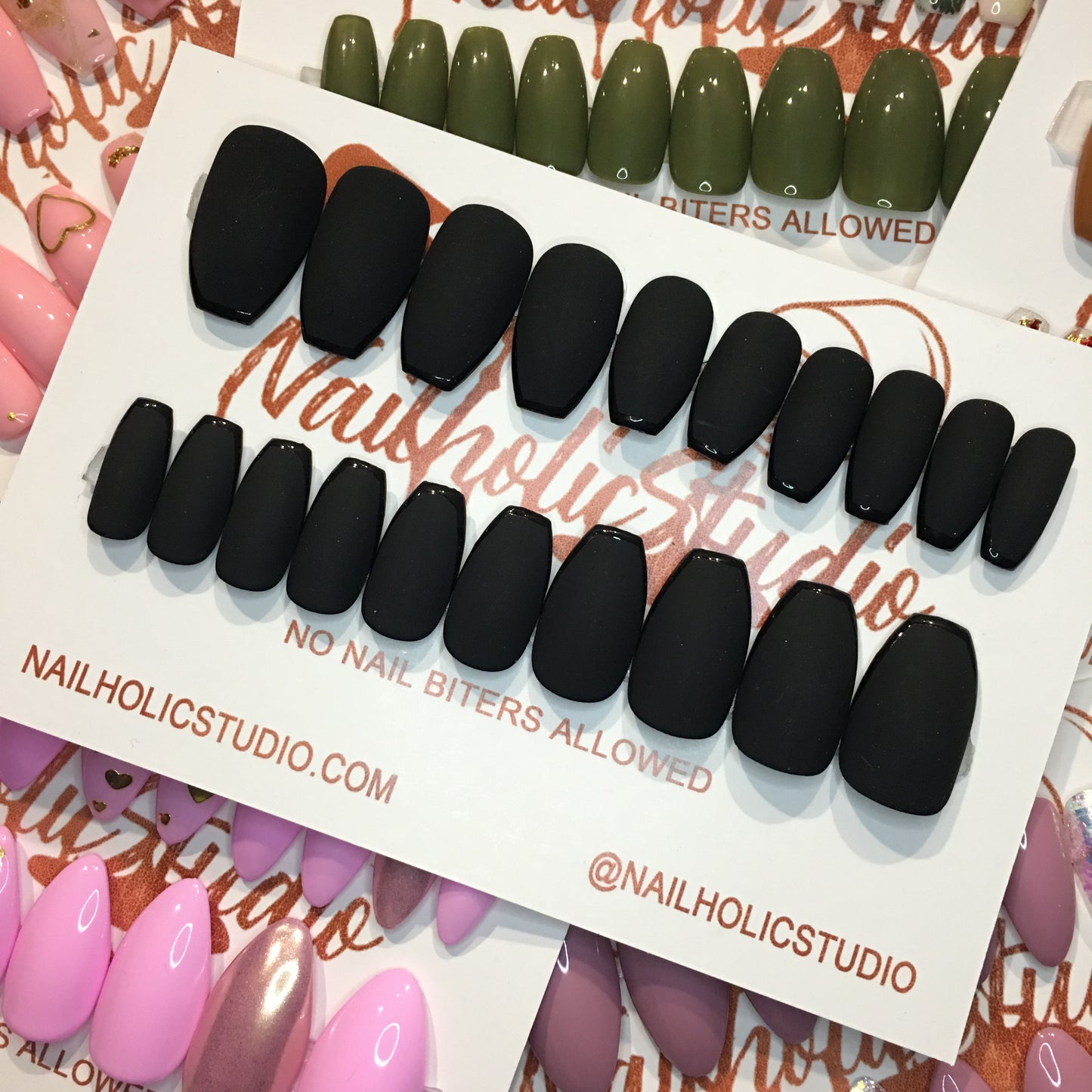 Black Out Contour | Short Coffin Nails | Press on Nails | READY TO SHIP