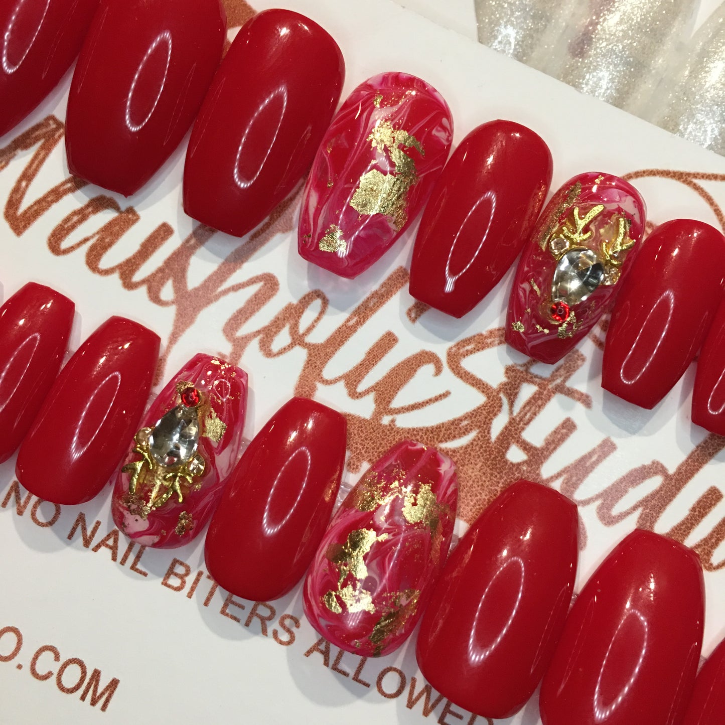 Rudolph | Short Coffin Nails | Press on Nails | READY TO SHIP