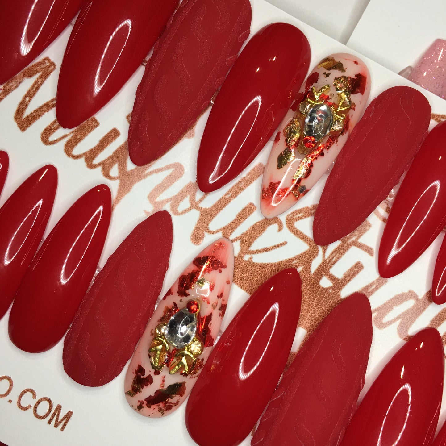 Mrs. Claus | Long Stiletto | Press on Nails | READY TO SHIP
