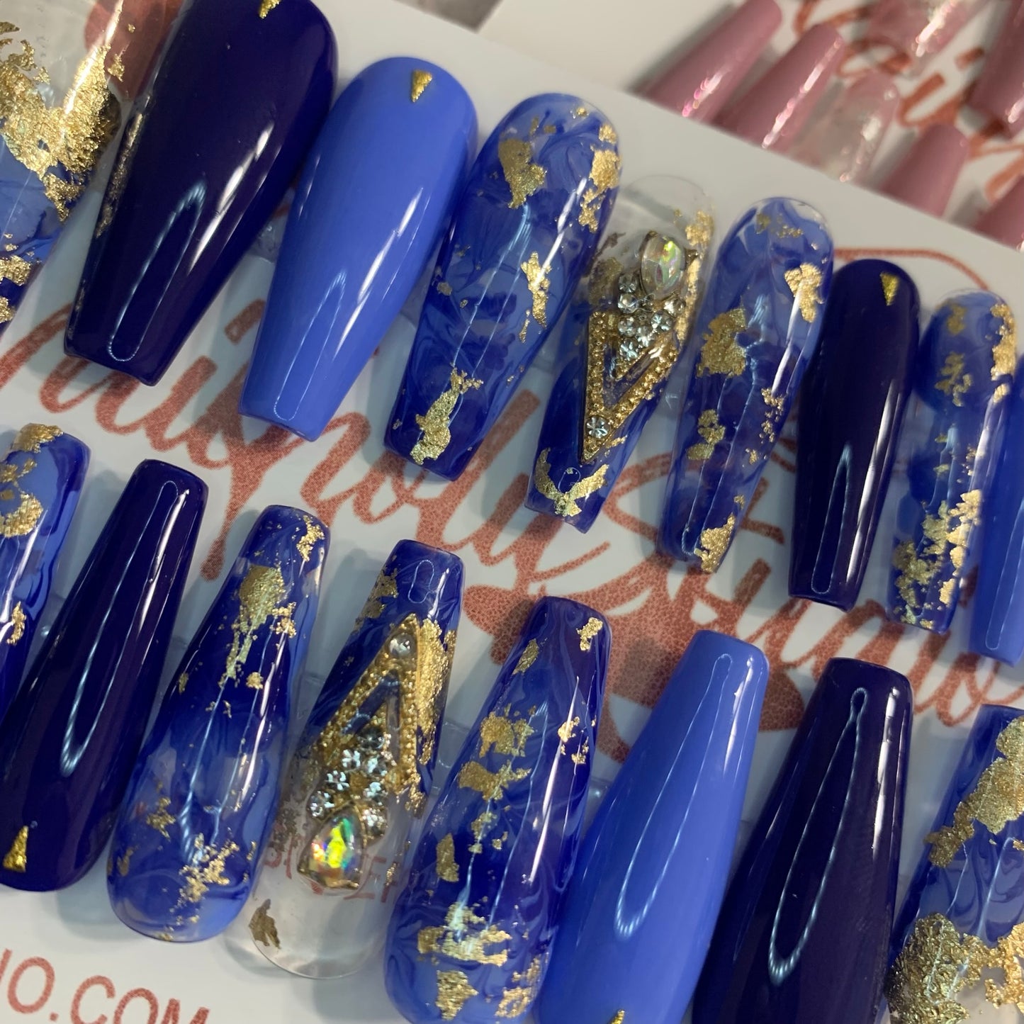Majestic Blues | Long Ballerina | Color Changing | Press on Nails | READY TO SHIP