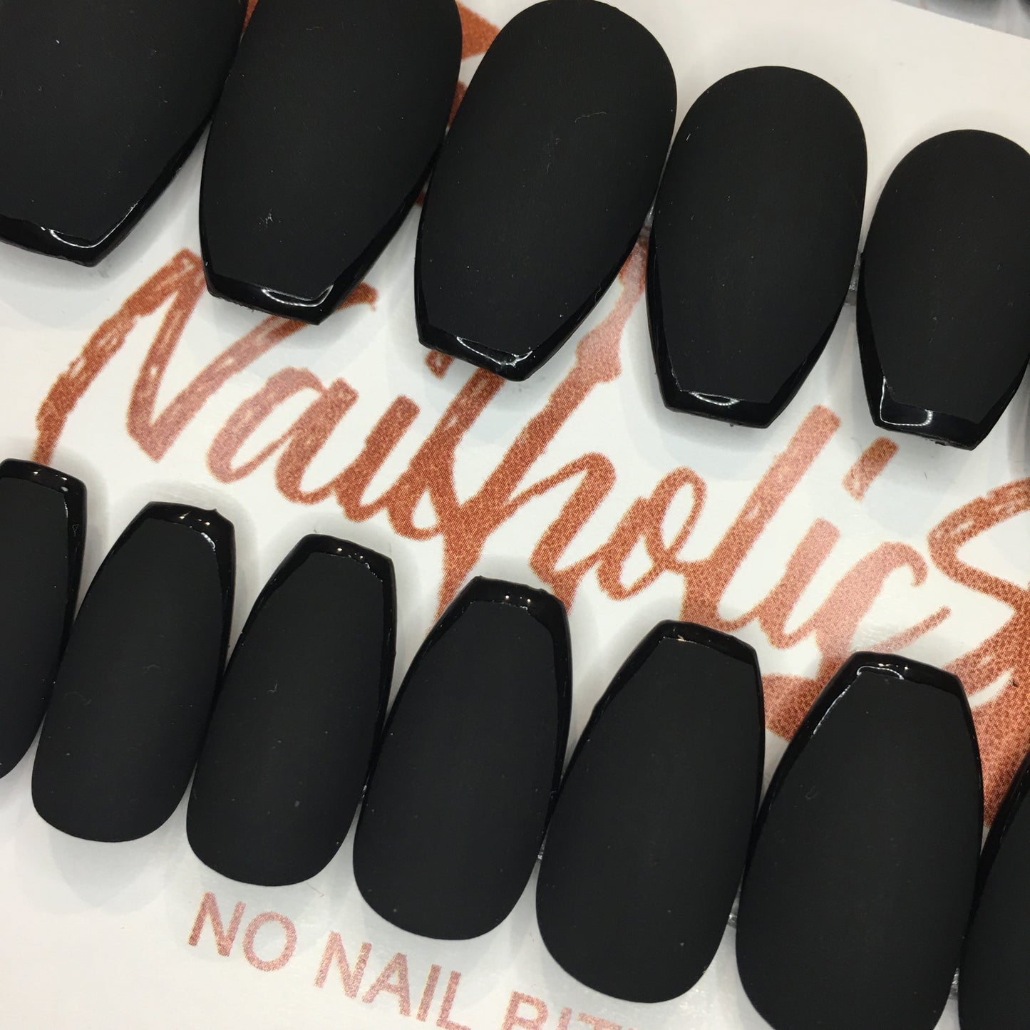 Black Out Contour | Short Coffin Nails | Press on Nails | READY TO SHIP