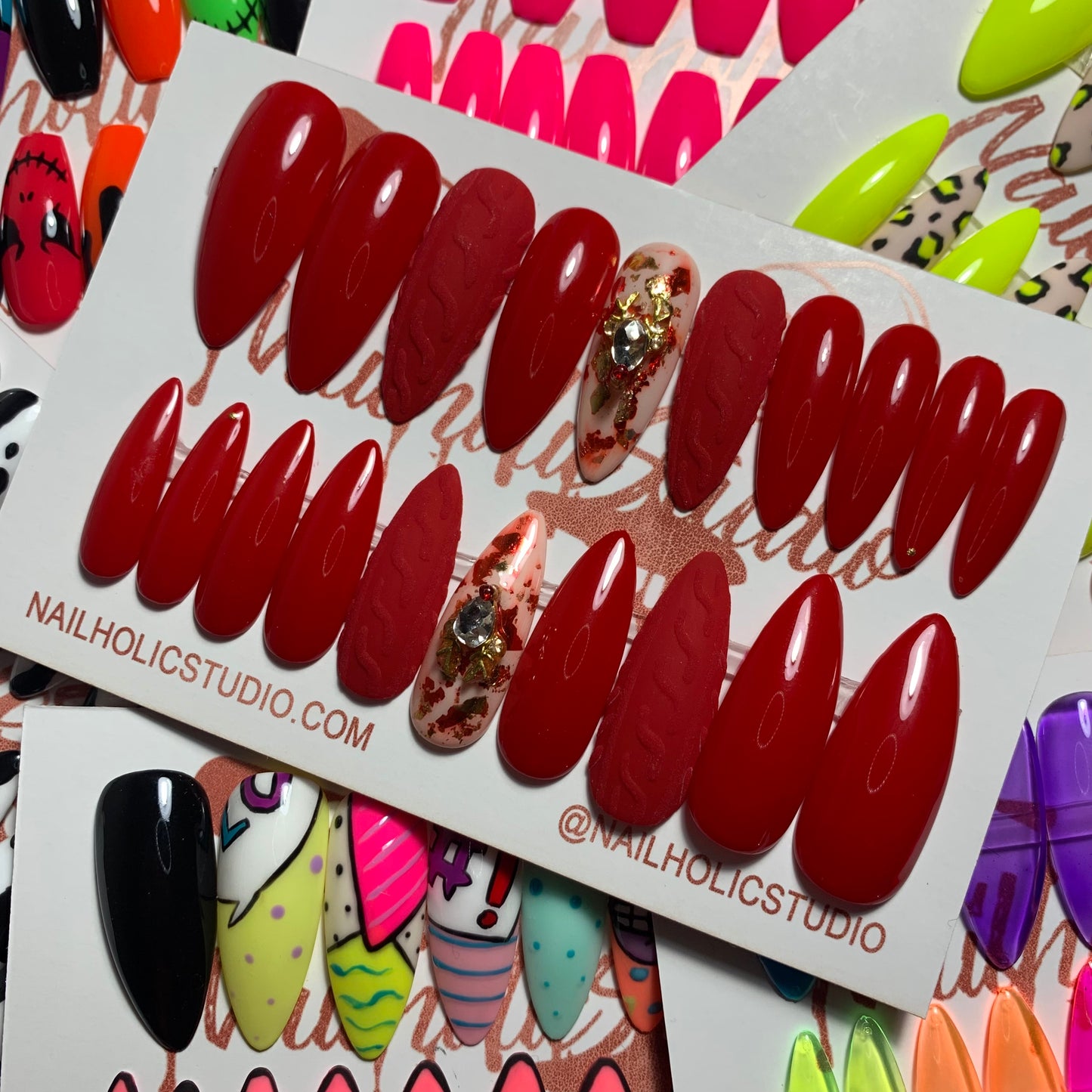 Mrs. Claus | Long Stiletto | Press on Nails | READY TO SHIP